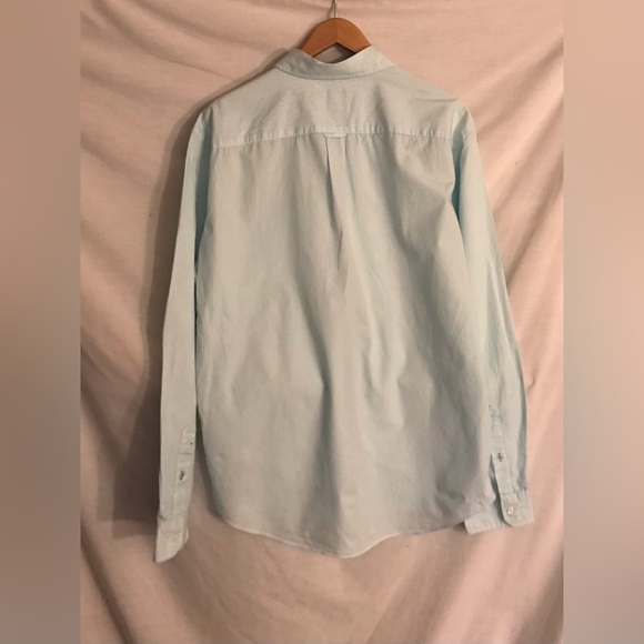 American Eagle Outfitters Mens Dress Shirt Aqua and White Stripe Size L - Picture 4 of 8